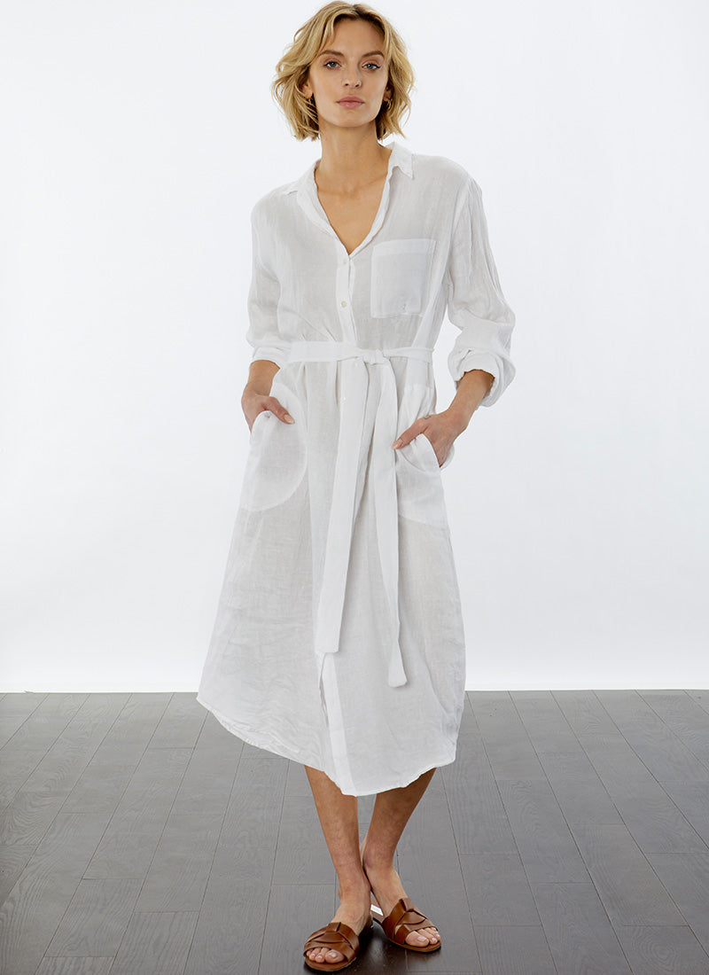 Jora Linen Button-Up Dress by Velvet ...